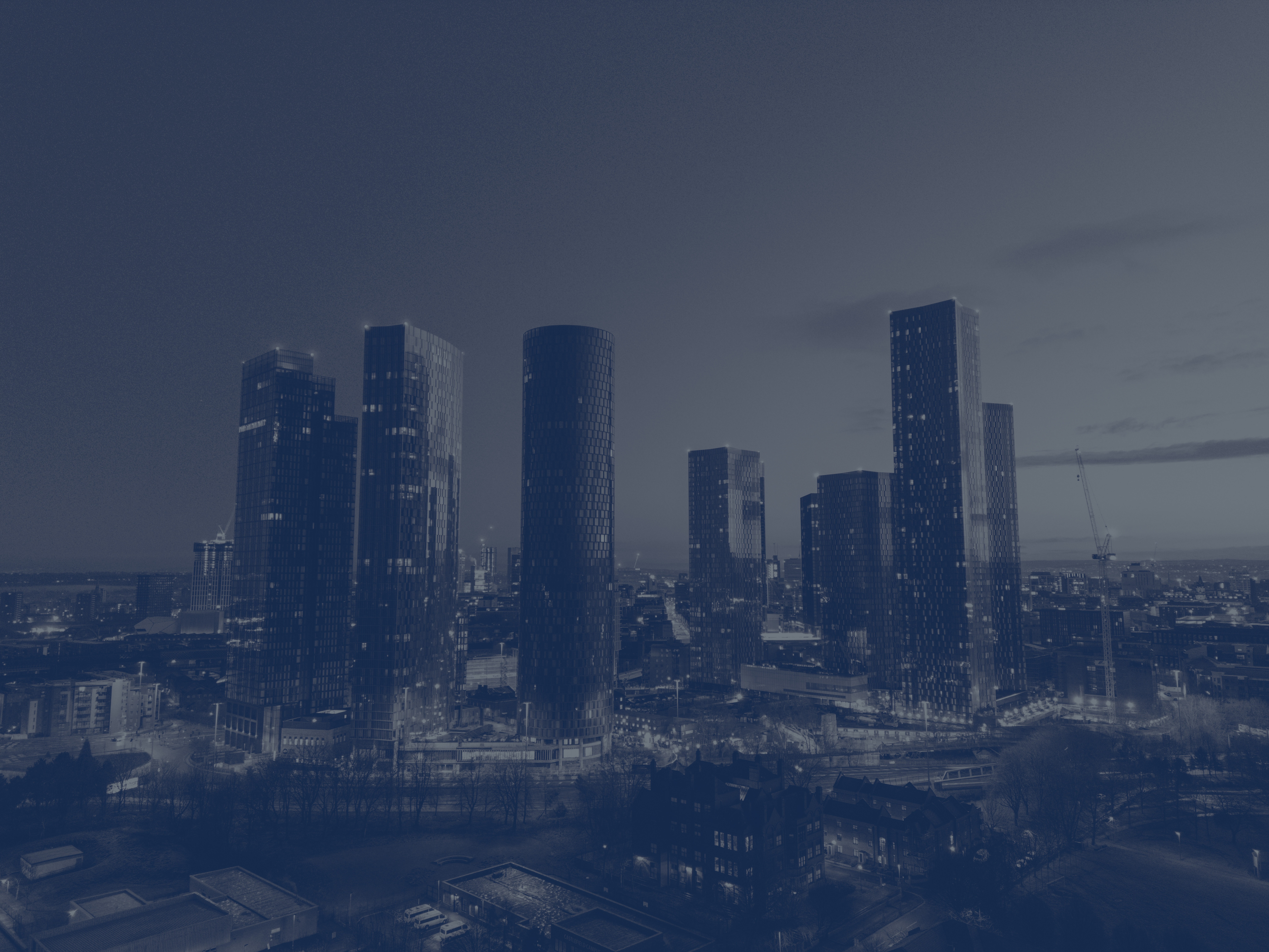 Manchester Skyline with Intared duotone overlay